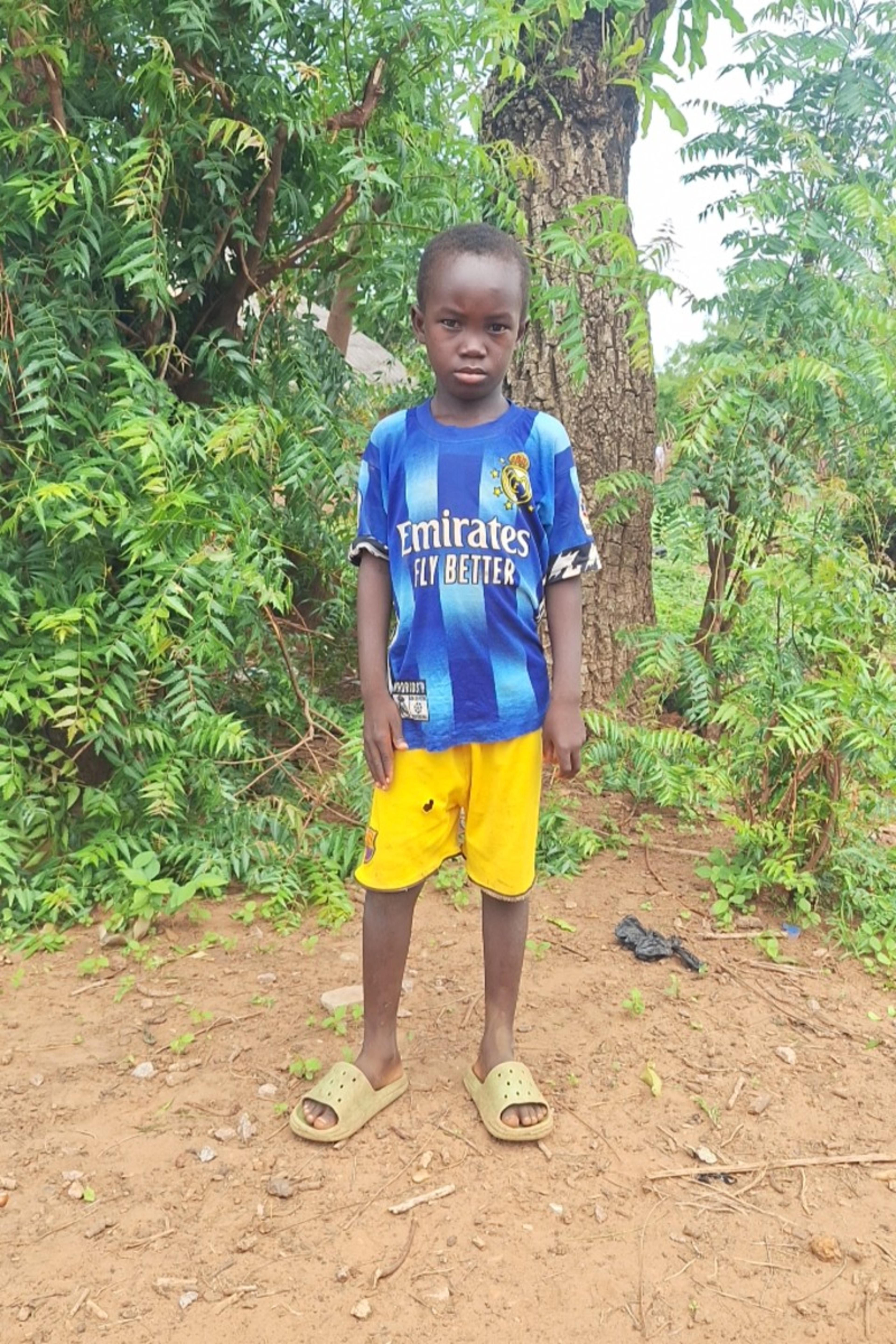 An unsponsored boy named Haruna from Ghana who lives in an AIDS-affected area and has waited 495 days for a sponsor.