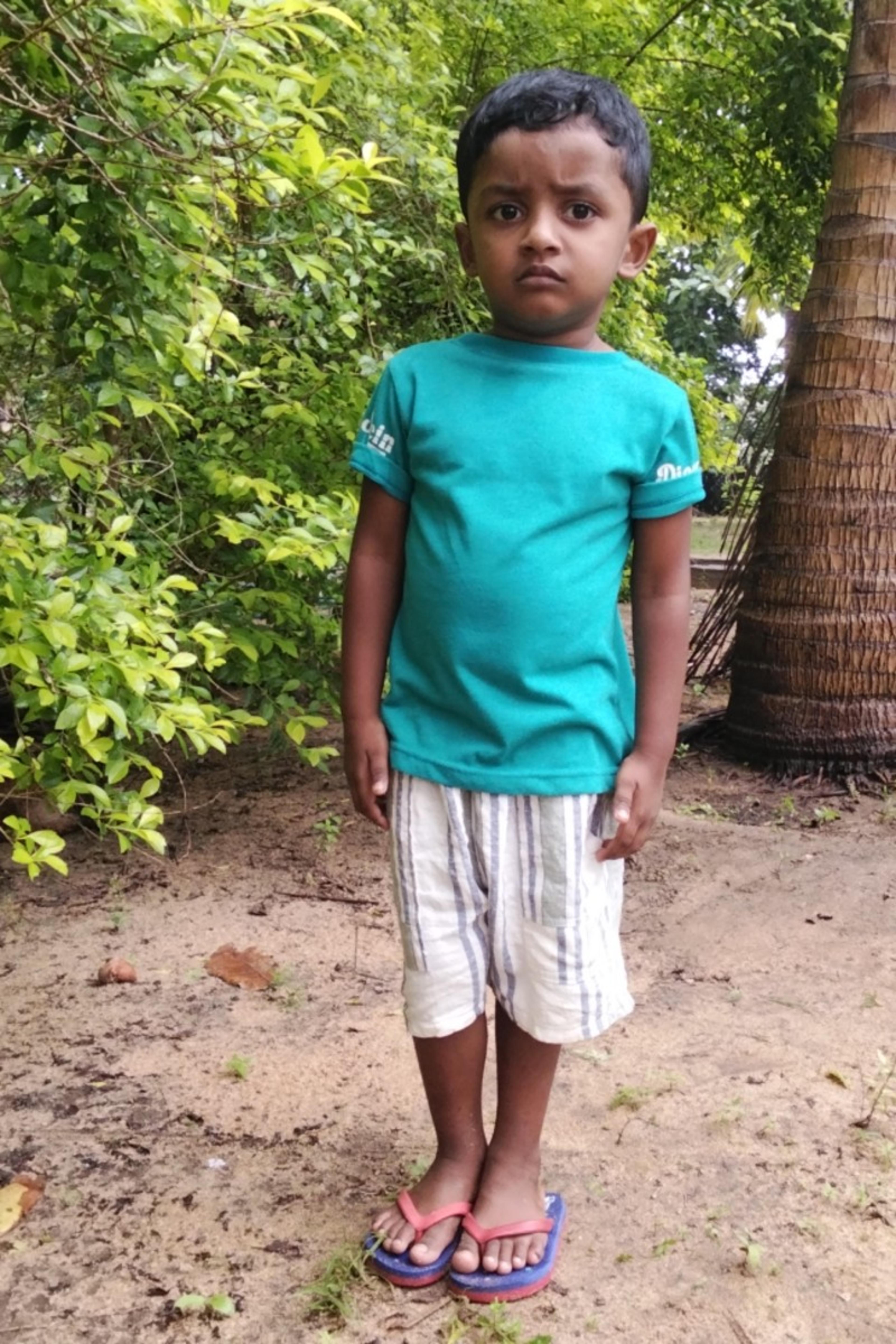 An unsponsored boy named Kishor from Sri Lanka who has waited 304 days for a sponsor.