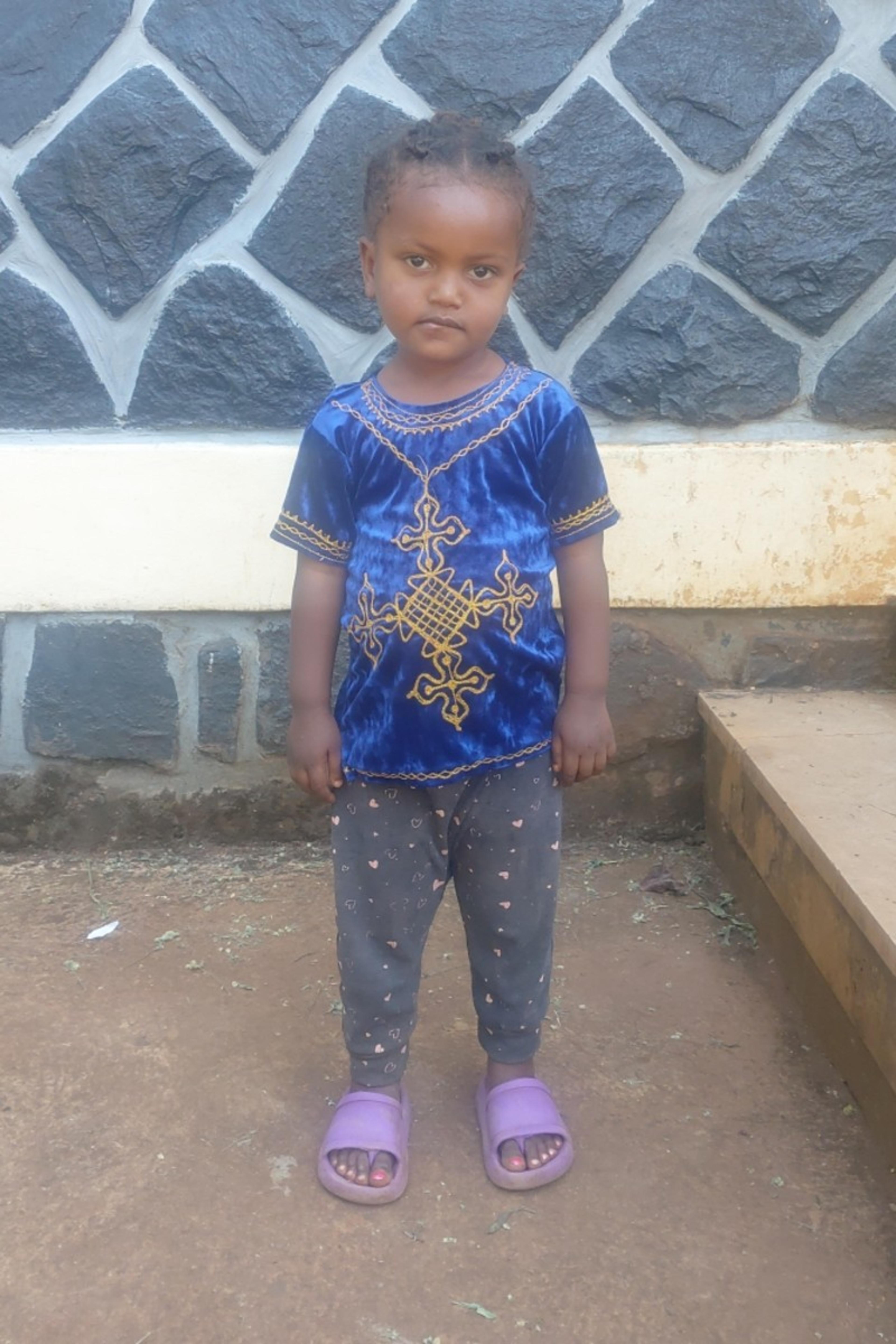 An unsponsored girl named Kiya from Ethiopia who lives in an AIDS-affected area, is vulnerable to exploitation and has waited 228 days for a sponsor.