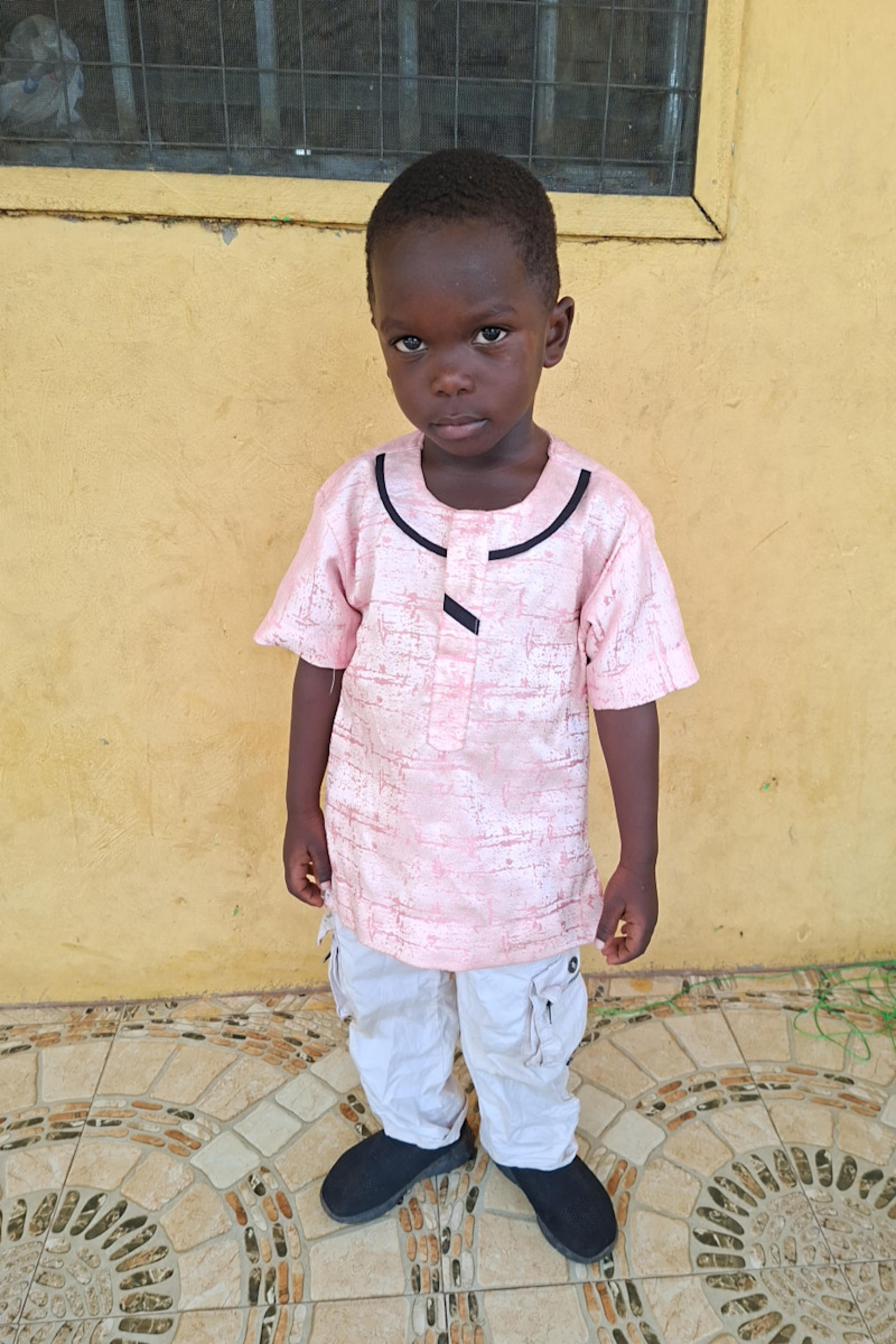 An unsponsored boy named Gerald from Ghana who lives in an AIDS-affected area and has waited 445 days for a sponsor.