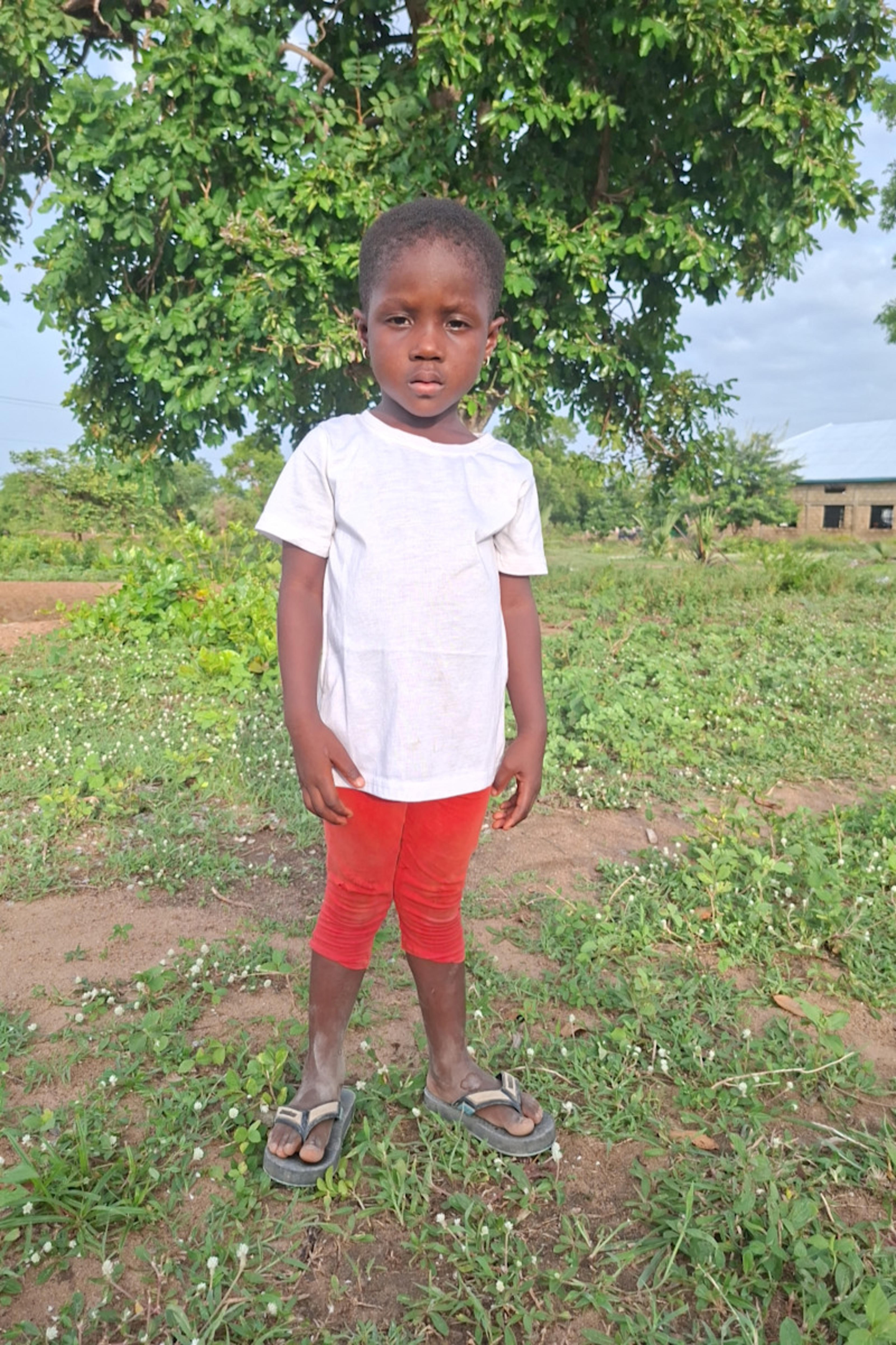 An unsponsored girl named Sherikatu from Ghana who lives in an AIDS-affected area and has waited 146 days for a sponsor.