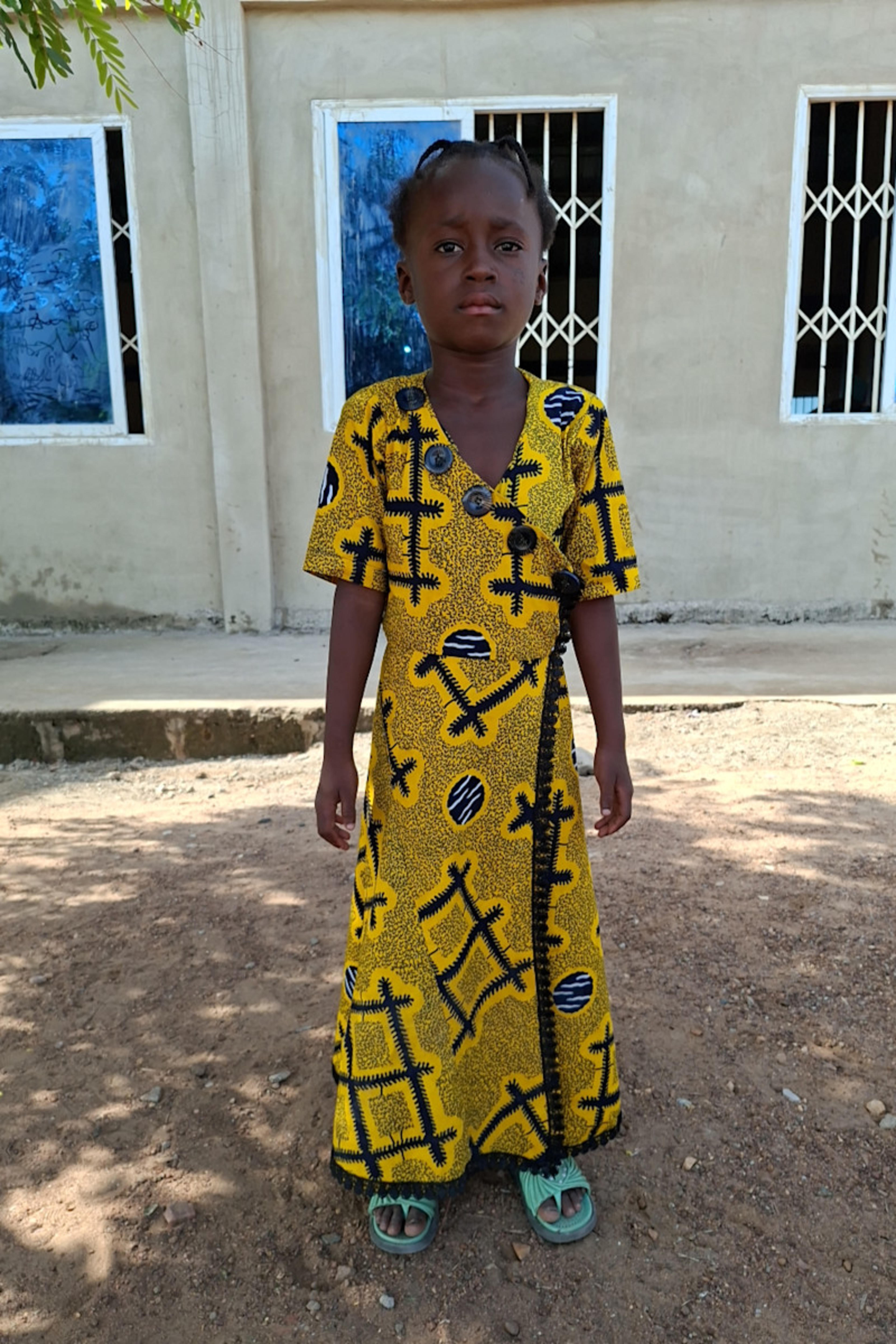 An unsponsored girl named Bashiratu from Ghana who lives in an AIDS-affected area and has waited 141 days for a sponsor.