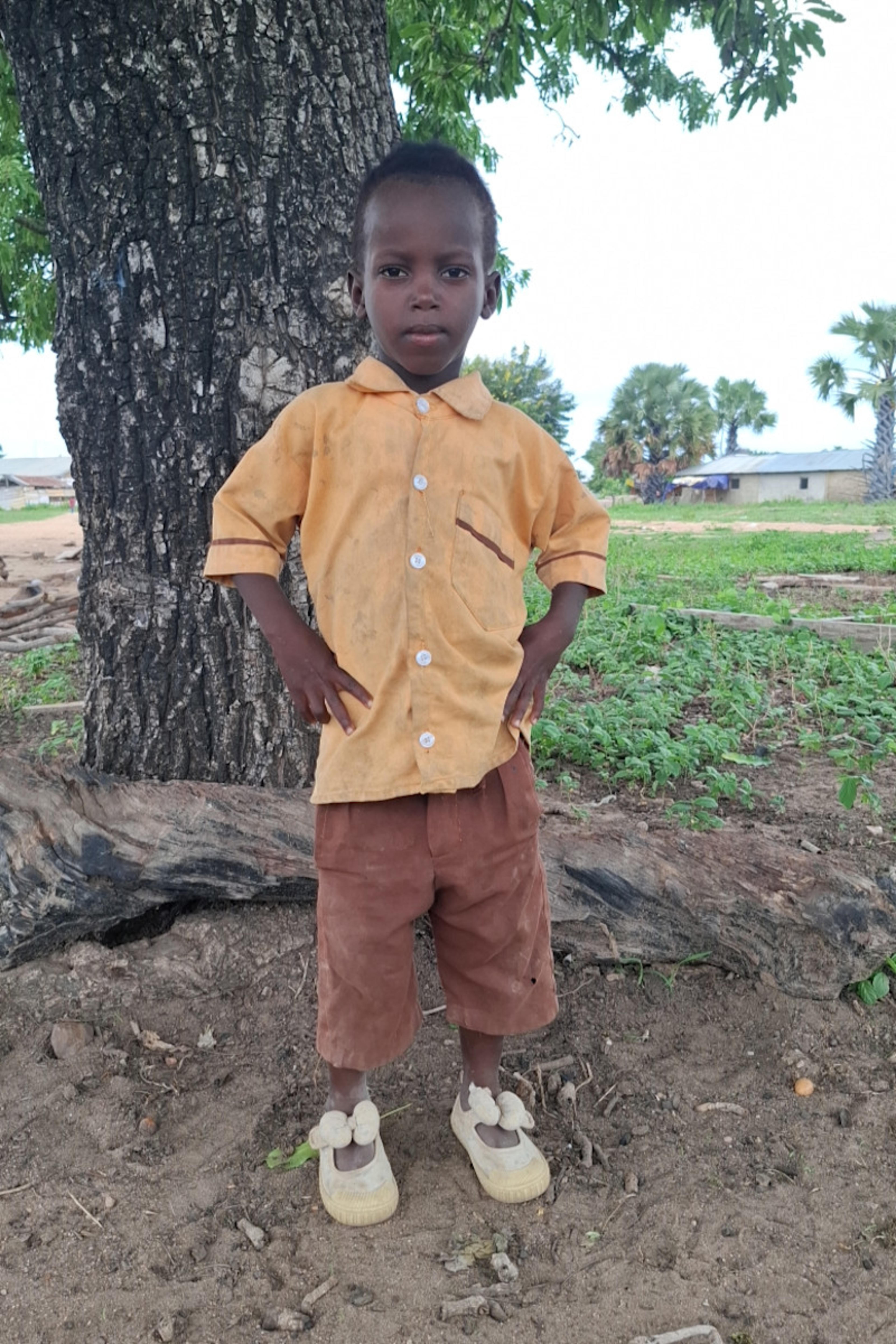 An unsponsored boy named Dominic from Ghana who lives in an AIDS-affected area and has waited 141 days for a sponsor.