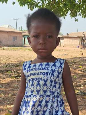 An unsponsored girl named Jasmine Edudzi from Ghana who lives in an AIDS-affected area and has waited 519 days for a sponsor